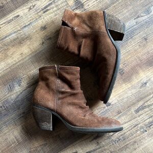 Born Distressed Brown Suede Ankle Boots